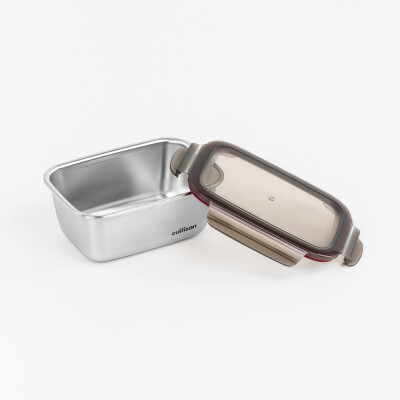 Airtight container in stainless steel, rectangle, 980ml