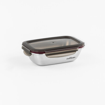 Airtight container in stainless, rectangle, 580ml