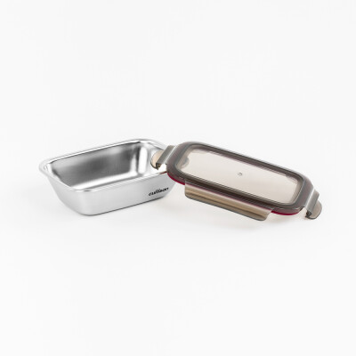 Airtight container in stainless, rectangle, 580ml