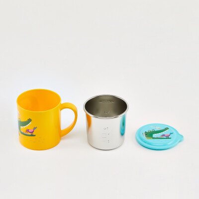 Infant Tasse aus Edelstahl mit Ummantelung, rund, gelb, 300ml