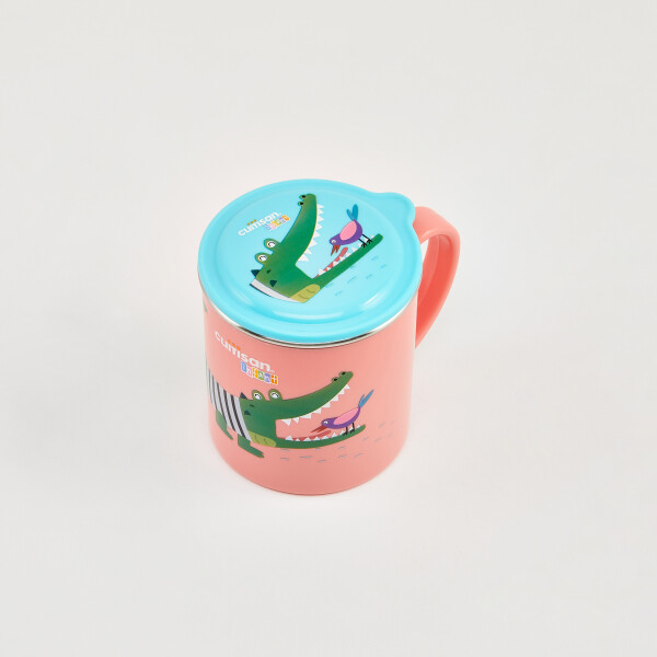 Infant Tasse aus Edelstahl mit Ummantelung, rund, pink, 300ml